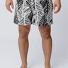 shorts praia boxer masculino curto estampado jonny size folhas preto branco 0021b