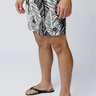 shorts praia boxer masculino curto estampado jonny size folhas preto branco 0021c
