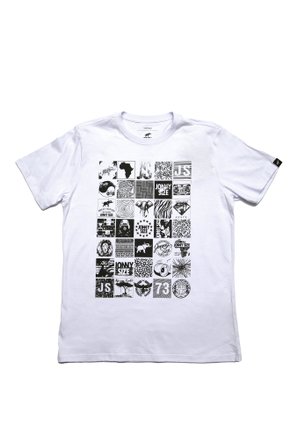 camiseta jonny size institucional mosaico icones branco 0165a